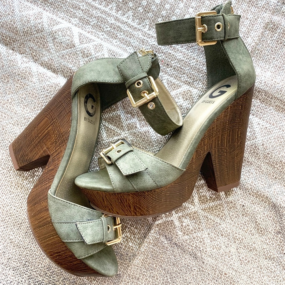 G By Guess Platform Heel With Gold Hardware